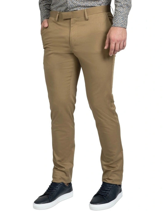 Slim Fit Taupe Luca Chino -FAJ706